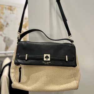 Kate Spade Leather & Straw Crossbody Bag